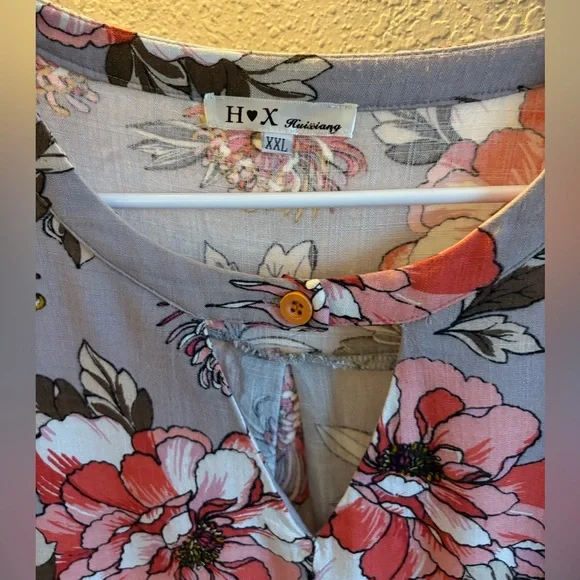 H ❤️ X Gray and Pink Graphic Dress or Tunic giving free people vibes/ Size XXL - Picture 5 of 9